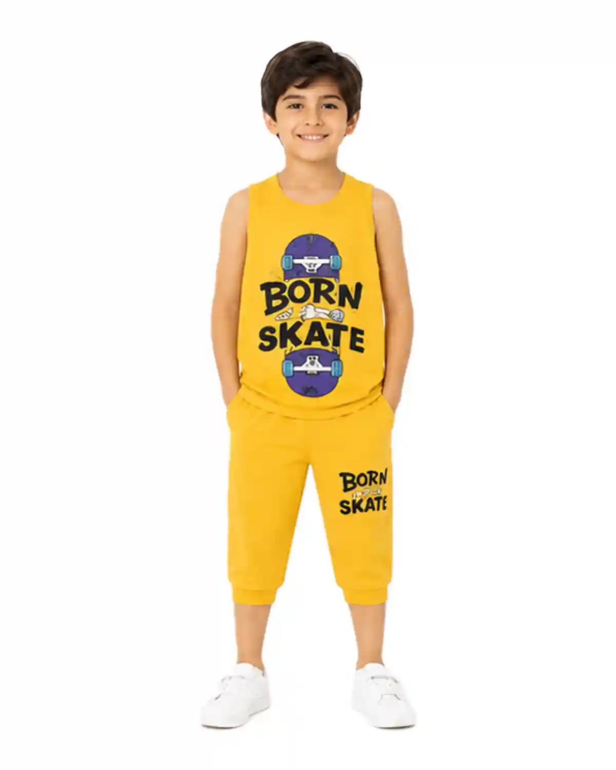 born-yellow-boys-tank-top-shorts-front-babykhas